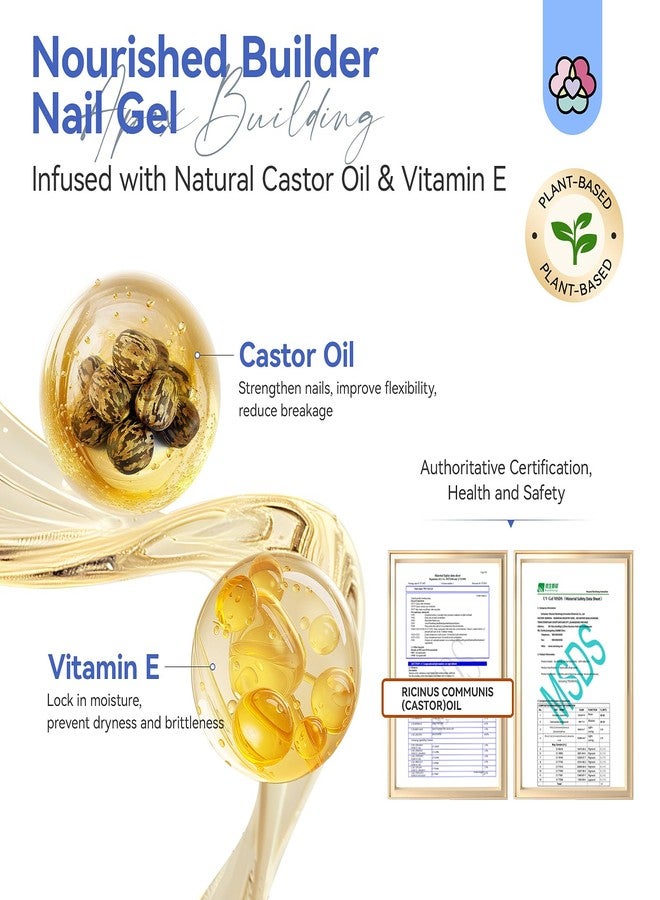 SAVILAND Clear Builder Nail Gel: 8 in 1 Gel Builder for Nails with Vitamin E & Castor Oil, Plant-Based Nail Strengthener Thickening Extension Gels in a Bottle Fix Curved Nails Home Nail Art DIY - Image 3